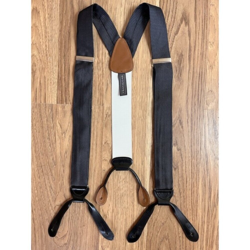 Trafalgar Men's Leyton Diagonal Lined Tone on Tone Silk Formal End Charcoal